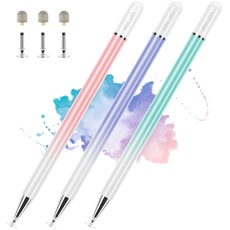 ELZO Tablet Stift 3 Pack 2 in 1 Touchscreen Stift Stylus Touch Pen Eingabestifte für alle Handys/Tablets iPhone, iPad, Samsung Galaxy Tab, Surface, Lenovo, Huawei, Xiaomi, Chromebook, Android IOS usw