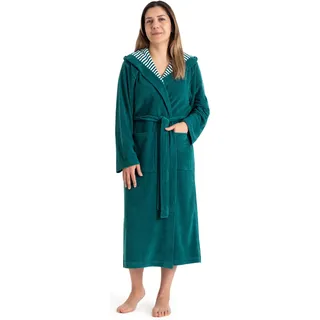 Damenbademantel KANGAROOS "Dalia, ideal für Sauna & Spa, Standardlänge & Überlänge" Gr. XXXL, grün (smaragd), L:125cm, Leichtfrottier, Hausmäntel, Damenbademantel, Uni-Farben mit Streifen, Taschen, leicht, XS-3XL, auch in extra lang, Topseller