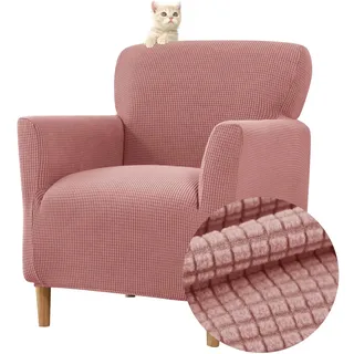 Highdi Stretch Sesselbezug Sesselhusse Elastische Jacquard Sofaüberzug Clubsessel Bezug, Weicher Sesselschoner mit Armlehne Sitzbezug Mit Armlehne Hussen(Rosa)