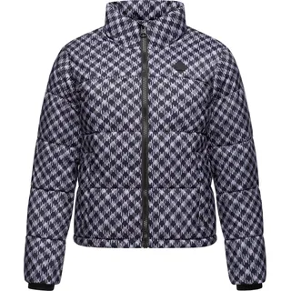 Winterjacke RAGWEAR "Winterjacke Serah Print", Damen, Gr. M, lila (lavender), Obermaterial: 100% Polyester PES.  Obermaterial: Futter: 100% Polyester PES. 100% Polyester PES., gerade hüftlang, hoch geschlossener Ausschnitt, Ärmel ohne Ärmelschlitz Rippstrickbündchen, Jacken Winterjacke, wasserdichte Winter Steppjacke mit Hahnentritt Muster