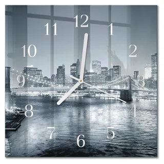 Tulup Glasuhr Wanduhr Küchenuhr Echt-Glas 30x30 cm Modern Dekorativ Geräuschlos Weiße Zeiger - Nacht des Horizonts - Schwarz, Weiß