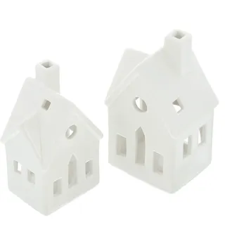 FRANK FLECHTWAREN Teelichthalter Winterhaus, im 2er Set, Windlicht. Deko. Geschenk zum Einzug, Stilvolles Design, als Geschenk, Deko