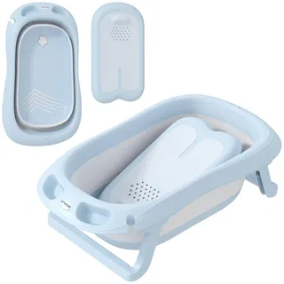 Aiyaplay 2Er -Set Babybadewanne, faltbar Baby Bathtub mit Gestell, rutschfest Babywanne , Kunststoff , 48x83 cm , Pflegen, Baden, Babybadewannen