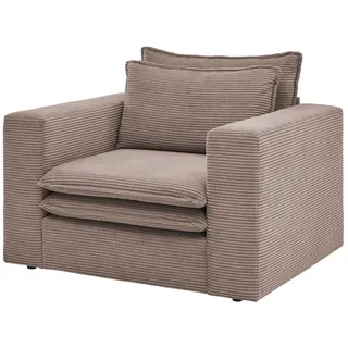 furn.design Relaxsessel Cord 110 x 83 x 110 cm Braun mit Hocker