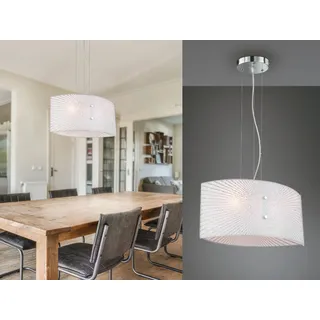 Große Pendelleuchte ELISA mit Glas Lampenschirm weiß, oval, Breite 40cm - Weiß