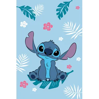 Lilo and Stitch Fleecedecke, weich, gemütlich, Überwurf für Kinder und Jugendliche, 100% Polyester, 100 x 150 cm, leichte Plüschdecke mit Stickmuster, Disney-Komfort für Couch, Bett oder Reisen