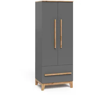 VitaliSpa Kinderkleiderschrank Malia Grau/Artisan 70 x 186.8 cm , Grau, Eiche Artisan , Holzwerkstoff , Rechteckig , 70x186.8x53.4 cm , Babymöbel & Kindermöbel, Babyzimmer, Babykleiderschränke