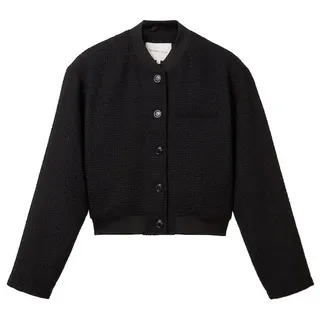 TOM TAILOR Denim Damen Boucle Blazer Jacke mit Brusttasche , deep black, M