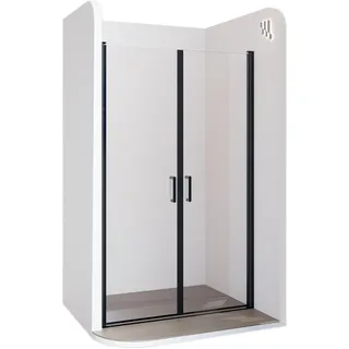 Duschtür STELLA 91x190 cm Nischentür Verstellbereich von 91-94 cm, Höhe: 190 cm, Dusche aus 6 mm Klarglas ESG Sicherheitsglas mit Nano und schwarze Aluminiumprofile - Alle Größen BC