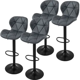 ML-Design 4er Set Barhocker Tresenhocker 360° drehbar, Kunstleder, Gepolsterter Barstuhl mit Rückenlehne und Fußstütze, 59-79 cm - Dunkelgrau