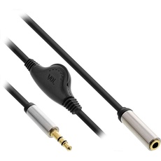 Bild von Slim Audio Kabel Klinke 3,5mm ST / BU, mit Lautstärkeregler, 0,25m