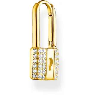 THOMAS SABO Einzel Creole Schloss mit weißen Steinen gold 925 Sterlingsilber, 750 Gelbgold Vergoldung