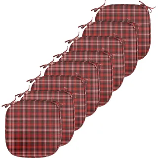 ABAKUHAUS Plaid Polster für Esszimmerstühle, Nostalgische Gestreifte britischen, Dekoratives wasserfestes Kissen mit Riemen für Küchensitze, 40 cm x 40 cm-8er Pack, Scarlet Schwarz Weiß