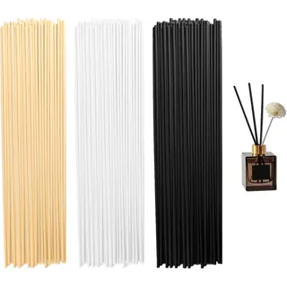 Raumduft Duftstäbchen Nachfüllpack,240 Stück Duftstäbchen Schwarz Weiß Naturfarben 20 cm x 3 mm Rattanstäbchen für Raumduft Stäbchen Nachfüller,Lange Diffuser Stäbchen für Aroma Ätherische Öle
