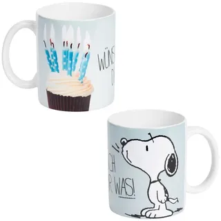 Peanuts Tasse Snoopy - Wünsch dir was! Kaffeetasse Becher Kaffeebecher aus Keramik Blau