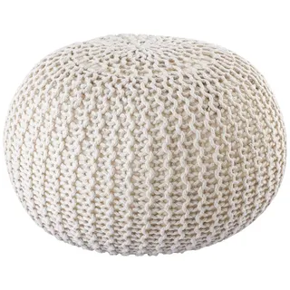 kreatives Wohnen Pouf Premium ø45cm Sitzhocker Strickpouf Innen Terrasse Pool Garten nachhaltig beige - lipizano