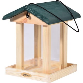 dobar® 90040FSCe Vogelfutterstation Silo hängend - Vogelfutterhaus zum Hängen - Vogelhaus Massivholz - Futterstation Wildvögel für Garten/Terrasse/Balkon - 22 x 25 x 28 cm - Grün