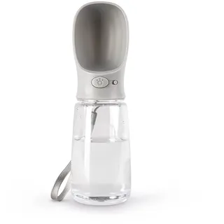 LIONTO für Hunde und Katzen, 500ml, Hundetrinkflasche tragbar und auslaufsicher aus lebensmittelechtem ABS-Kunststoff mit Verriegelung, spülmaschinenfest, perfekt für Unterwegs, grau