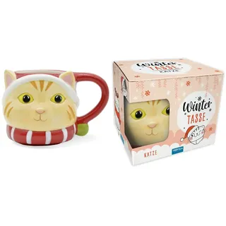 TROTSCH Wintertasse Katze klein: Kaffeetasse Teetasse Geschenkidee Geschenk Tasse Katzenfreunde