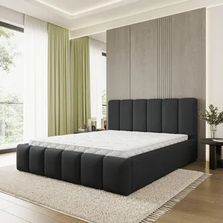 Masseno Polsterbett ATTORA SR 120x200 cm, Polsterbett mit Bettkästen - Schwarz, SORO 100 - Schwarz
