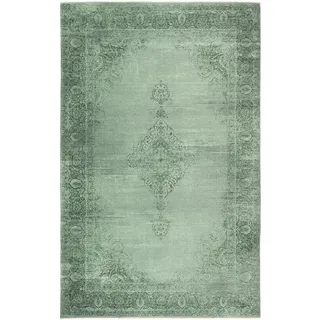 Kelim Vintage Teppich Wohnzimmer Grün 195 X 280 cm - Moderner Kurzflor Teppich - Super Soft