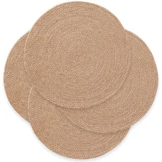 Tischsets, rund, Jute, natürlich, handgefertigt, 25 x 25 cm, 4 Stück