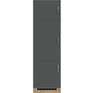 Küchenschrank für Kühlschrank Sorrella 60cm 3 Türen - anthrazit/pfirsich - Grau, Orange