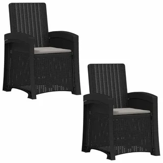 vidaXL Liegesessel Garten Rattan-Optik 2 stk. Anthrazit und Hellgrau - Grau