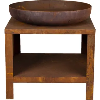 Esschert Design Feuerschale mit Holzfach 62 cm Rostbraun