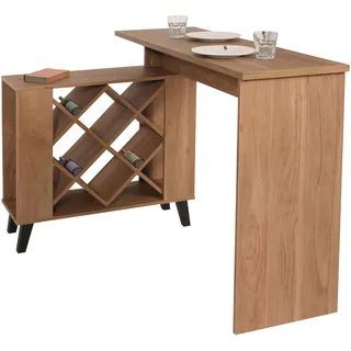 MCW Bartisch MCW-M45, Stehtisch Thekentisch Weinregal Weinschrank, Staufächer 93x120x98cm, braun