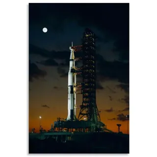 Poster Saturn V Sonnenuntergang, Raumdekoration, kosmischer Sternenhimmel, Wandkunst, Poster für Wanddekoration, 60 x 90 cm