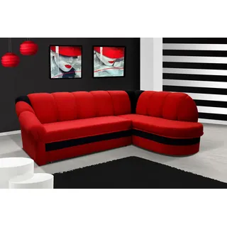 Design Schlafsofas Ecksofa Bettfunktion Couch Leder Textil Polster Sofas Sofa - Schwarz, Rot