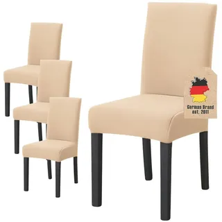 Stuhlhusse (4-tlg. Set) , Beige , Kunststoff , 1x38 cm , Heimtextilien, Bezüge, Stuhlhussen