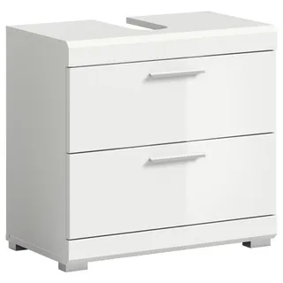 Mid.you Waschbeckenunterschrank , Weiß Hochglanz , Kunststoff , 2 Schubladen , 60x56x34 cm , FSC Mix , stehend , Badezimmer, Badmöbel, Waschbeckenunterschränke