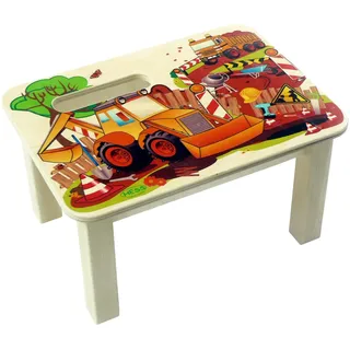 Hess Holzspielzeug 30287 - Fußbank aus Holz für Kinder, Serie Baustelle, handgefertigt, ca. 34 x 25 x 19 cm groß, zum Sitzen und als Erhöhung beim Stehen
