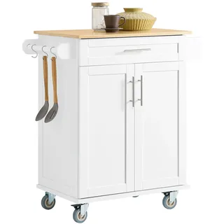 SoBuy Servierwagen mit Arbeitsplatte, Küchenwagen auf Rollen, Kücheninsel, Rollwagen Küche mit Stauraum, Küchenregal stehend, Grilltisch für Küche, Wohnzimmer, Outdoor – 66x91x45 cm, FKW13-WN