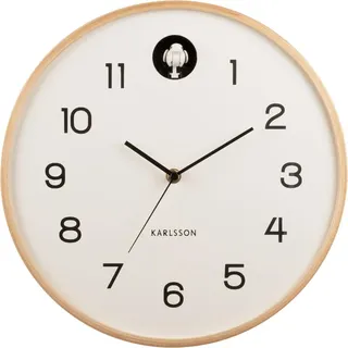 Karlsson Wanduhr NATURAL CUCKOO weiß | Ø31,5x6cm - Weiß