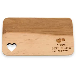 Spruchreif | Frühstücksbrettchen mit Gravur „Bester Papa aller Zeiten“ – Holzbrettchen mit Herzausschnitt | Perfekte Geschenkidee für Papa & Vatertag
