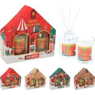 12x Raumduft mit Kerze 40ml Duftkerze Duftset Weihnachtsdesign Weihnachtskerzen