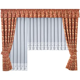 Gardine STICKEREIEN PLAUEN "Diana" Gr. 9, weiß, B:300cm H:175cm, Polyester, Gardinen, Gardine, veredelt mit echter Plauener Spitze Stickerei