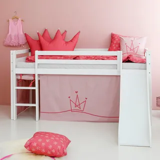 Hoppekids Hochbett Princess 101 x 208 cm Kiefer massiv weiß rosa