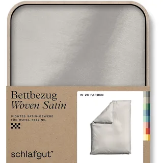 schlafgut Woven Satin Bettwäsche 135x200cm Bettdecke Bezug einzeln, Sand Light Uni in Hotelqualität mit 100% Baumwolle