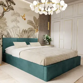 Muralo Polsterbett Stoffbett Bett mit Container Doppelbett