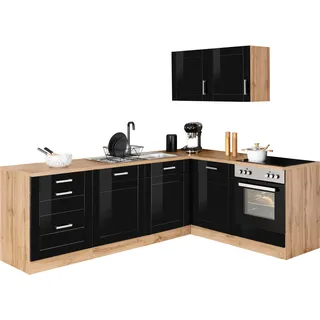 kochstation Winkelküche L-Form 240 x 180 cm schwarz