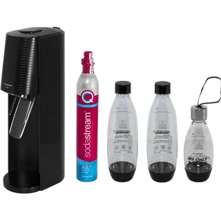Sodastream Wassersprudler-Set schwarz + 1 PET-Flasche 0,5 l + 2 PET-Flaschen 1 l + Zylinder