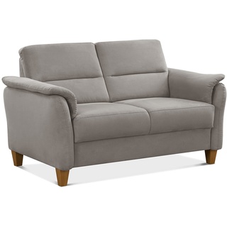 CAVADORE 2er-Sofa Palera mit Federkern / Kompakte Zweisitzer-Couch im Landhaus-Stil / passender Sessel und Hocker optional / 149 x 89 x 89 / Mikrofaser, Hellgrau