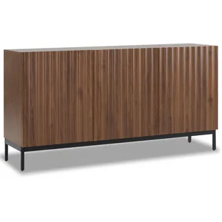 Urban Meuble Sideboard mit 2 verstellbaren Regalen und Wellen-Tür-Design , Braun , Holzwerkstoff, Metall , Rechteckig , 150x80x40 cm , Kleinmöbel, Kommoden, Sideboards