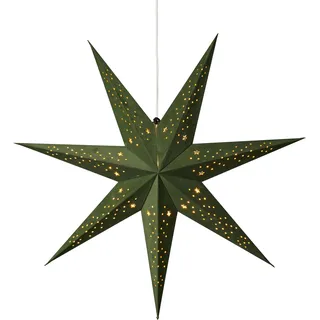KONSTSMIDE Dekostern "Weihnachtsstern, Weihnachtsdeko" Papierstern, LED Stern mit grünem Samt, perforiert, 7 Zacken, grün