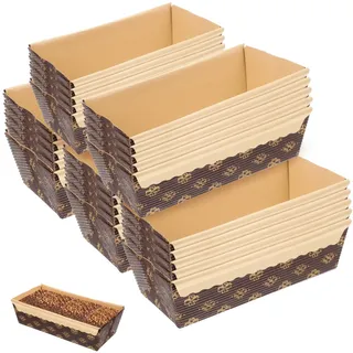 PEPLAYTAL 25 Stück Teiliges Einweg Backform Papier Hitzebeständige Ölresistente Kastenformen aus Dickem Wellpapier für Kuchen und Brot Praktische Einweg Loaf Pan Backformen Braun