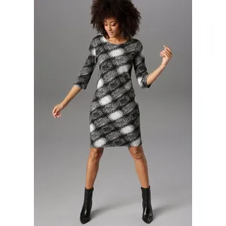 Aniston SELECTED Jerseykleid Shirtkleid Gemustert Schwarz/Weiß/Grau 48